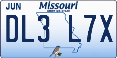 MO license plate DL3L7X