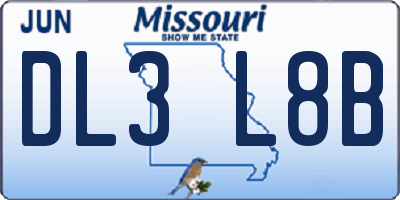 MO license plate DL3L8B