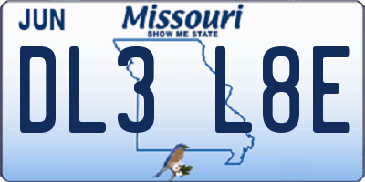MO license plate DL3L8E