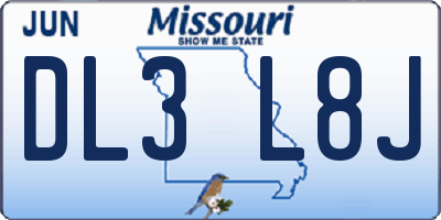 MO license plate DL3L8J