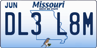 MO license plate DL3L8M
