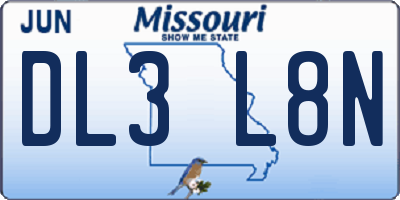 MO license plate DL3L8N