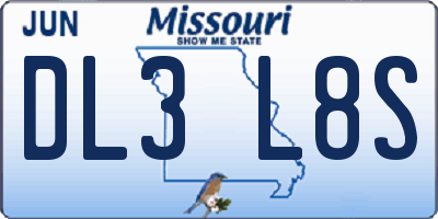 MO license plate DL3L8S