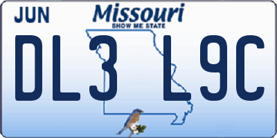 MO license plate DL3L9C