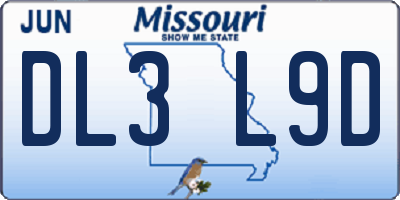 MO license plate DL3L9D