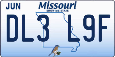 MO license plate DL3L9F