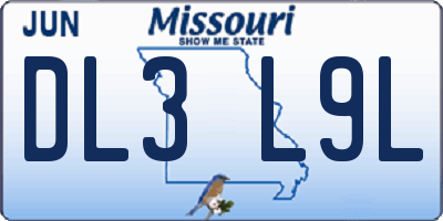 MO license plate DL3L9L