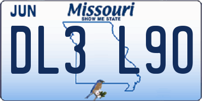 MO license plate DL3L9O