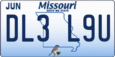 MO license plate DL3L9U