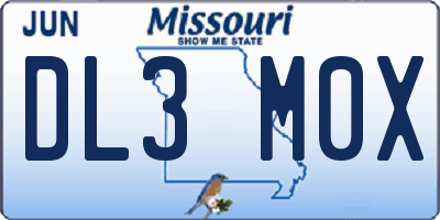 MO license plate DL3M0X