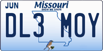 MO license plate DL3M0Y