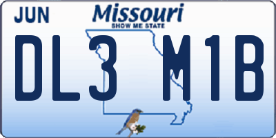 MO license plate DL3M1B