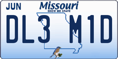 MO license plate DL3M1D
