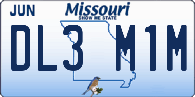 MO license plate DL3M1M