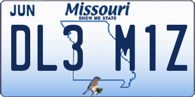 MO license plate DL3M1Z