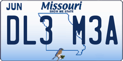 MO license plate DL3M3A