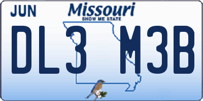 MO license plate DL3M3B