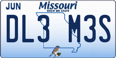 MO license plate DL3M3S