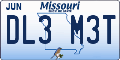 MO license plate DL3M3T