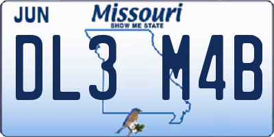 MO license plate DL3M4B