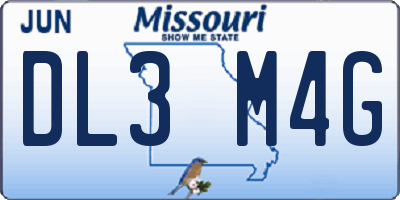 MO license plate DL3M4G