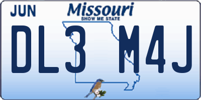 MO license plate DL3M4J