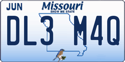 MO license plate DL3M4Q