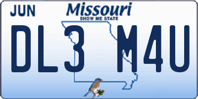MO license plate DL3M4U