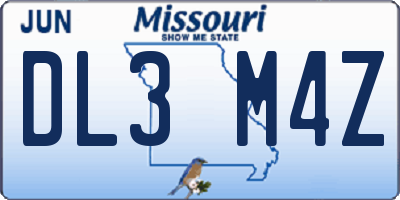 MO license plate DL3M4Z