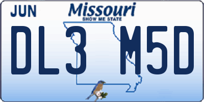 MO license plate DL3M5D