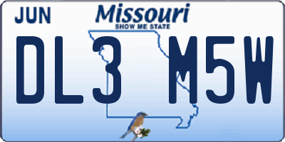 MO license plate DL3M5W