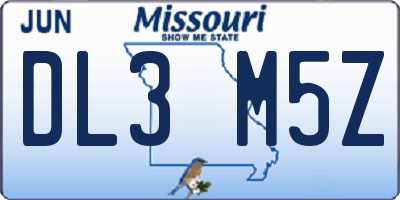 MO license plate DL3M5Z