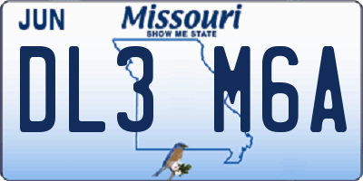 MO license plate DL3M6A