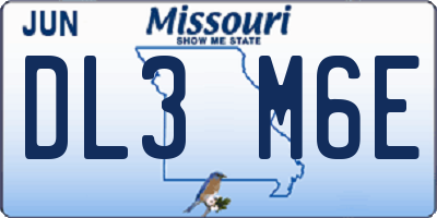 MO license plate DL3M6E