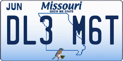 MO license plate DL3M6T