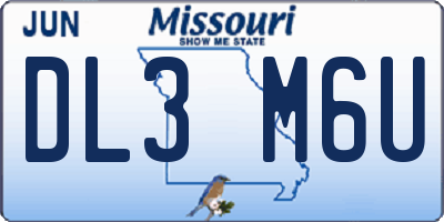 MO license plate DL3M6U