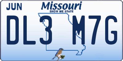 MO license plate DL3M7G