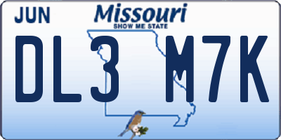 MO license plate DL3M7K
