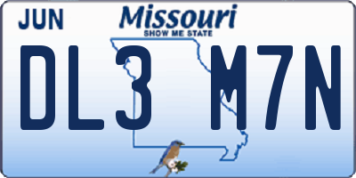 MO license plate DL3M7N