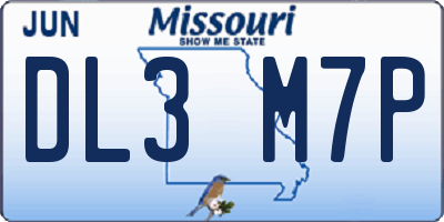 MO license plate DL3M7P
