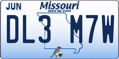 MO license plate DL3M7W