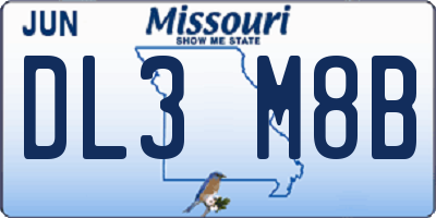 MO license plate DL3M8B
