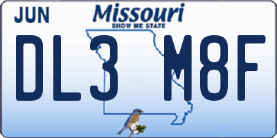 MO license plate DL3M8F