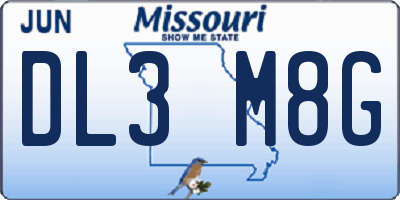MO license plate DL3M8G