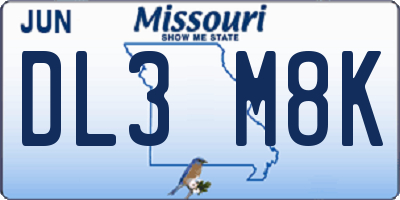 MO license plate DL3M8K