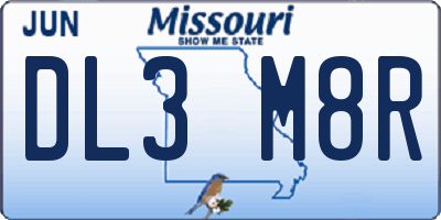 MO license plate DL3M8R