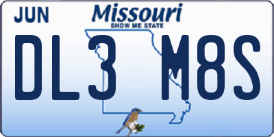 MO license plate DL3M8S