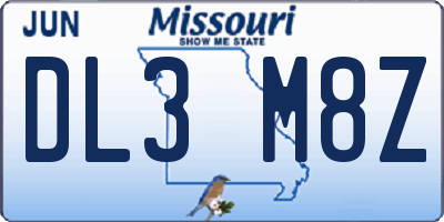 MO license plate DL3M8Z