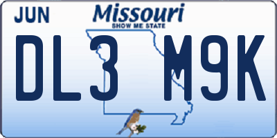 MO license plate DL3M9K