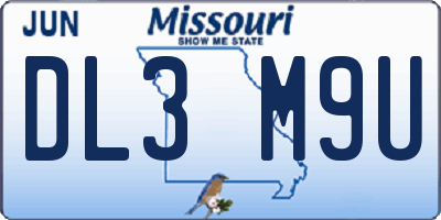 MO license plate DL3M9U